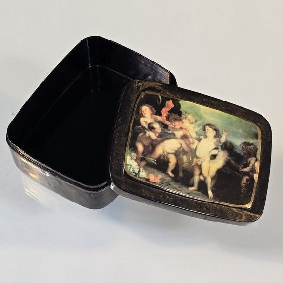 Vintage Cupids Amours Lacquer Trinket Jewelry Box - Picture 4 of 5